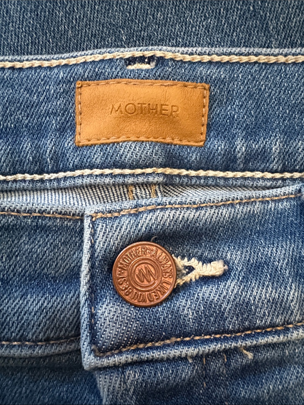 MOTHER The Tripper Ankle Fray Denim Jean in Layover Mid Blue Wash Size 28 - Picture 7 of 11